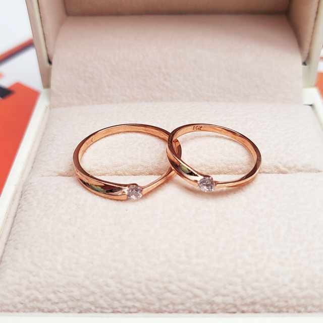 18K 심플한 커플링 반지 남녀 한쌍 R18CR106
